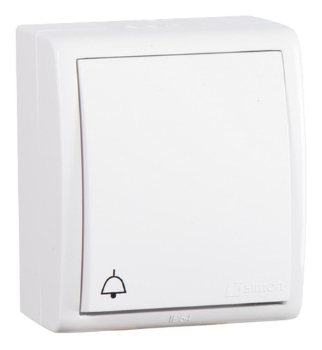 Simon 15 Aqua Белый Выключатель 1-клавишный кнопочный с символом 