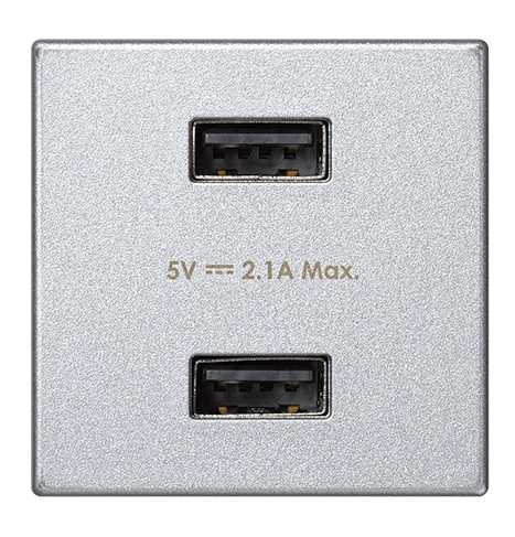 Зарядное устройство USB A+A 10W, Simon K45, алюминий