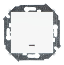 Выключатель 1-клавишный кнопочный Simon 15, с подсветкой, скрытый монтаж, белый