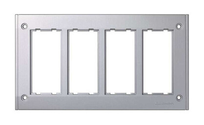 Рамка настенного блока встраиваемого монтажа CIMA Pro на 4 двойных поста, алюминий